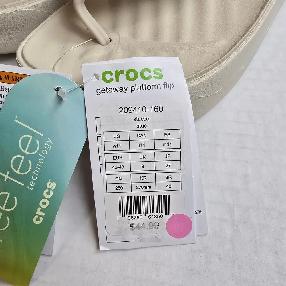 Crocs Getaway Platform Flip Size W11 Stucco Wedge Flip Flops Sandals 209410-160